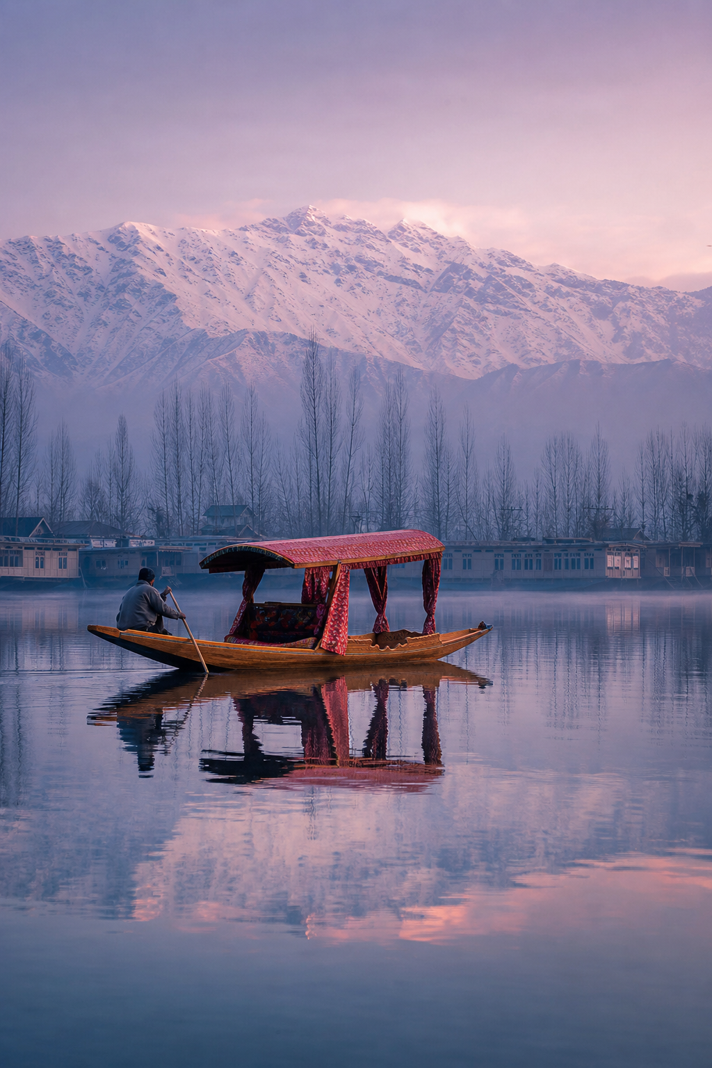 Snow-covered mountains of Kashmir under a clear sky